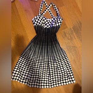 Vintage Calvin Klein Black and White Polka Dot Midi Dress